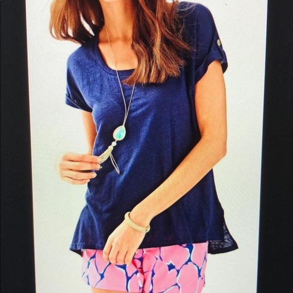 Lilly Pulitzer Tops - Lilly Inira Navy linen top